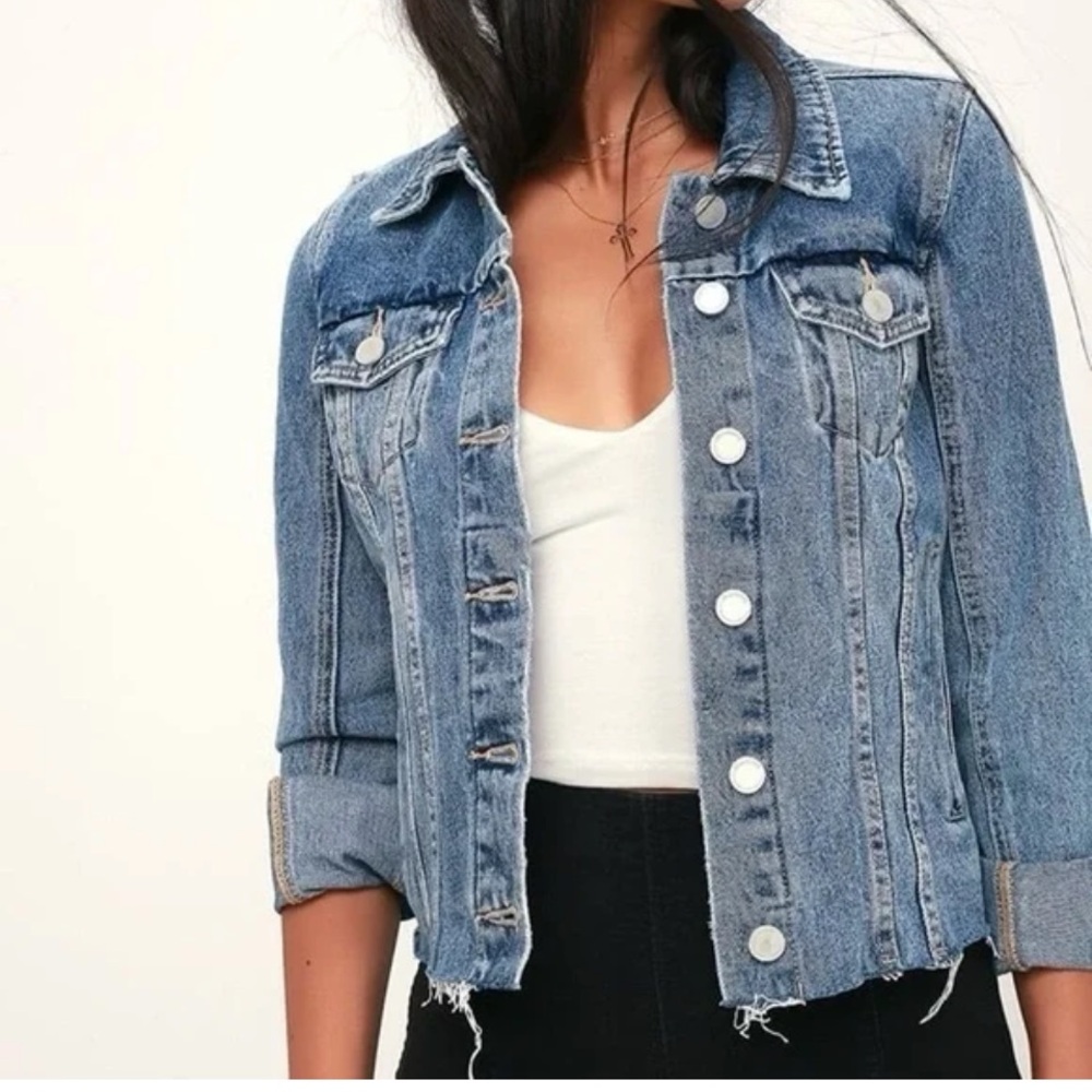 BLANK NYC Blue Raw Hem Denim Jacket XS NWOT